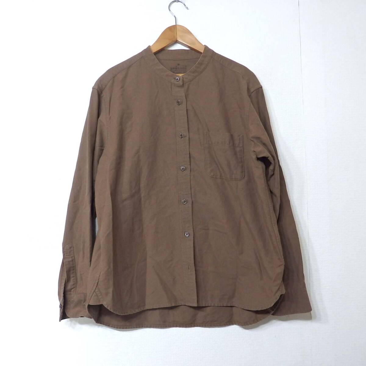【送料無料】無印良品オックスフォードシャツ/スタンドカラーシャツ 茶色 レディースMサイズ 拍卖