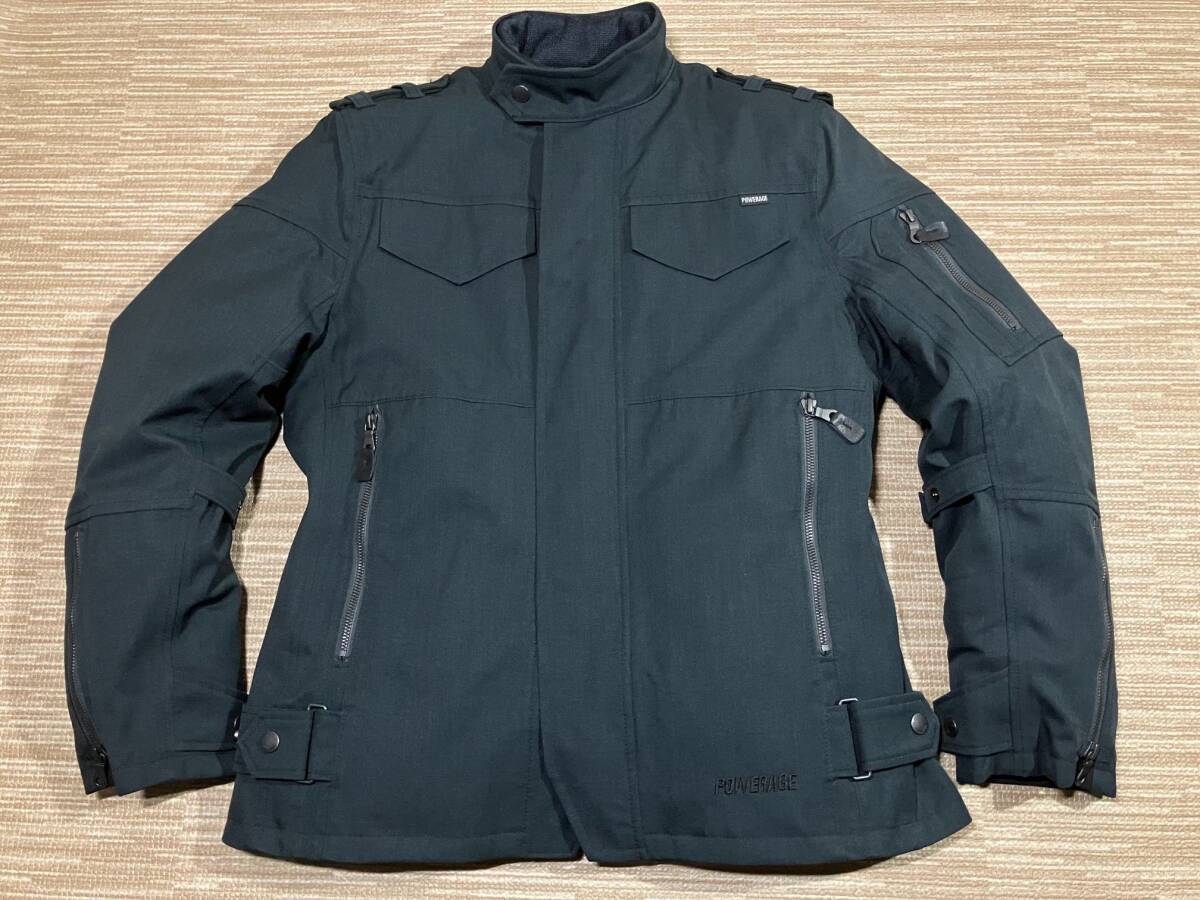 POWERAGE ナイロン素材ライディング ウインターJKT ダークネイビー色 美品 Mサイズ 身長165-170cm 肩/肘/背パッド・冬用インナーJKT付き拍卖
