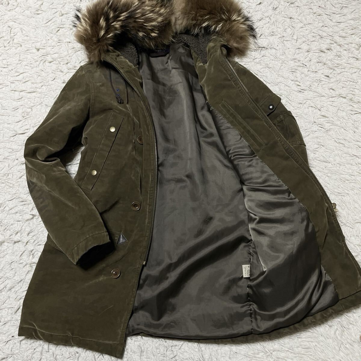 美品◎Lサイズ◎R.NEWBOLD モッズコート y2k N-3B型 ロング ポールスミス カーキ ラクーンファー アウター メンズ ビンテージ 緑拍卖