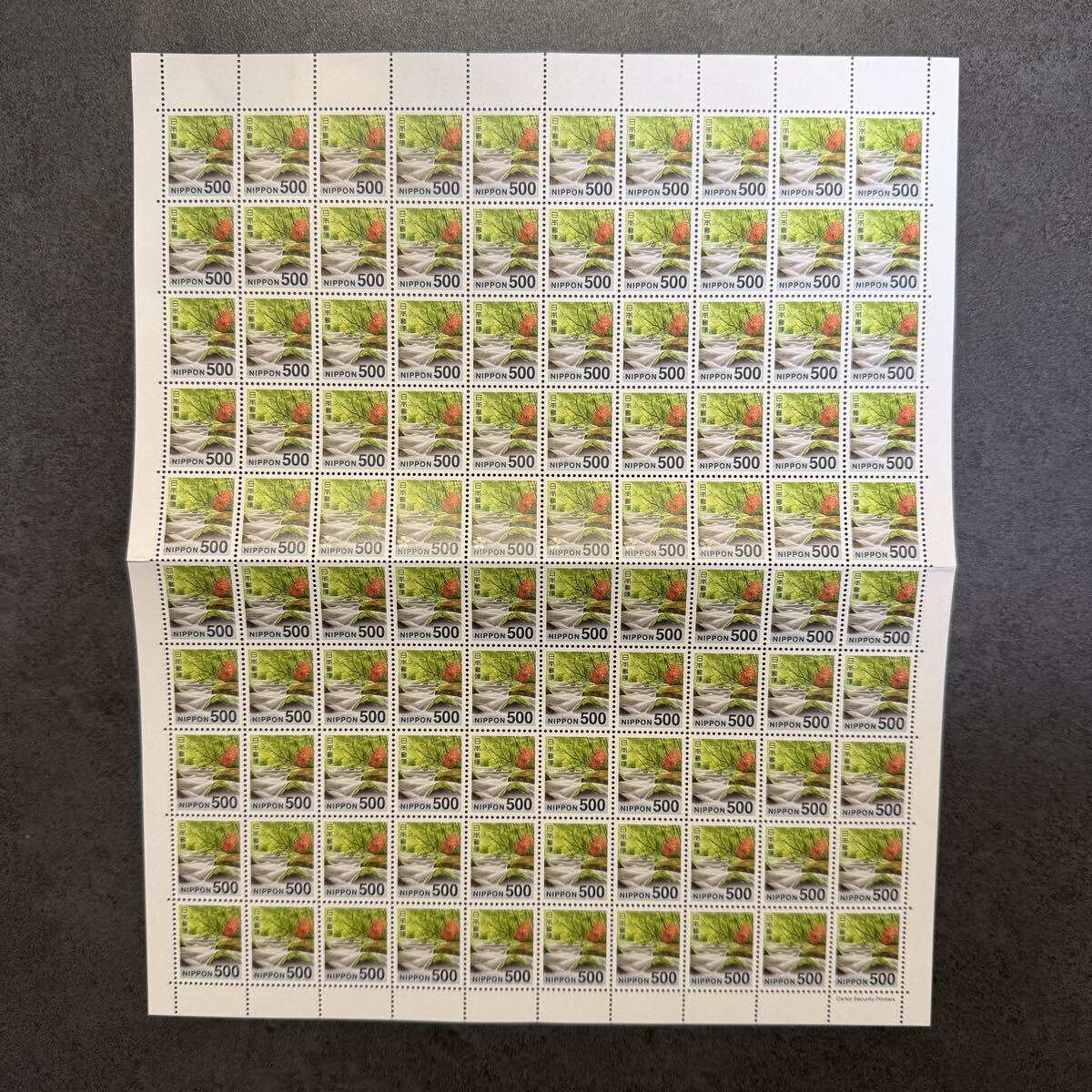 額面総額50000円 日本切手 未使用 記念切手 普通切手 切手シート 100面 500円切手拍卖