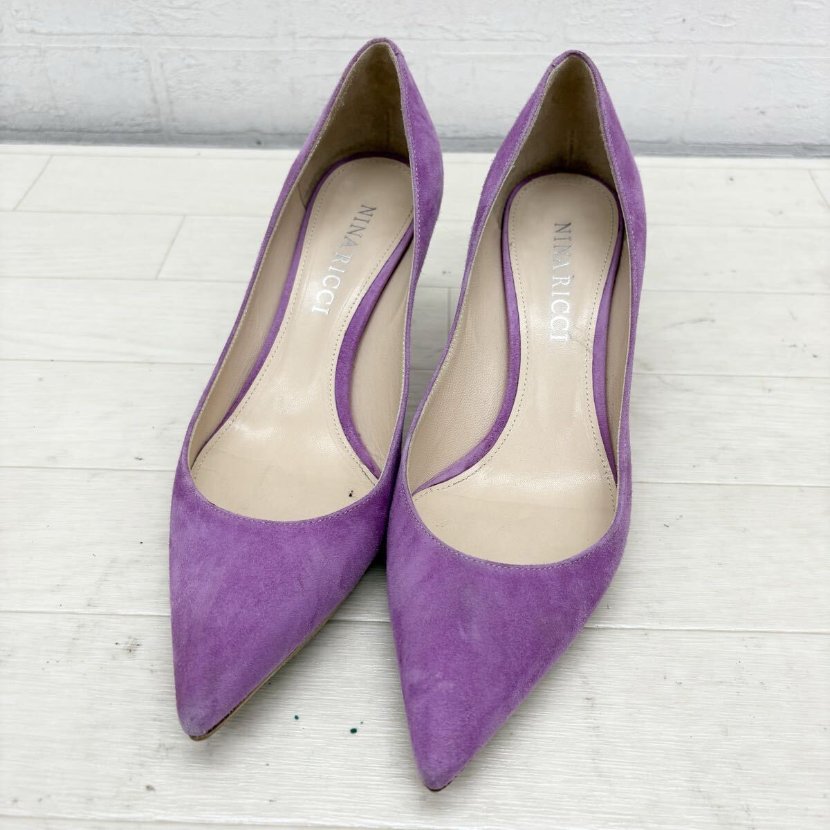 1852〓 NINA RICCI ニナリッチ パンプス レディース サイズ35.5 パープル スエードレザー 靴 シューズ カジュアル拍卖