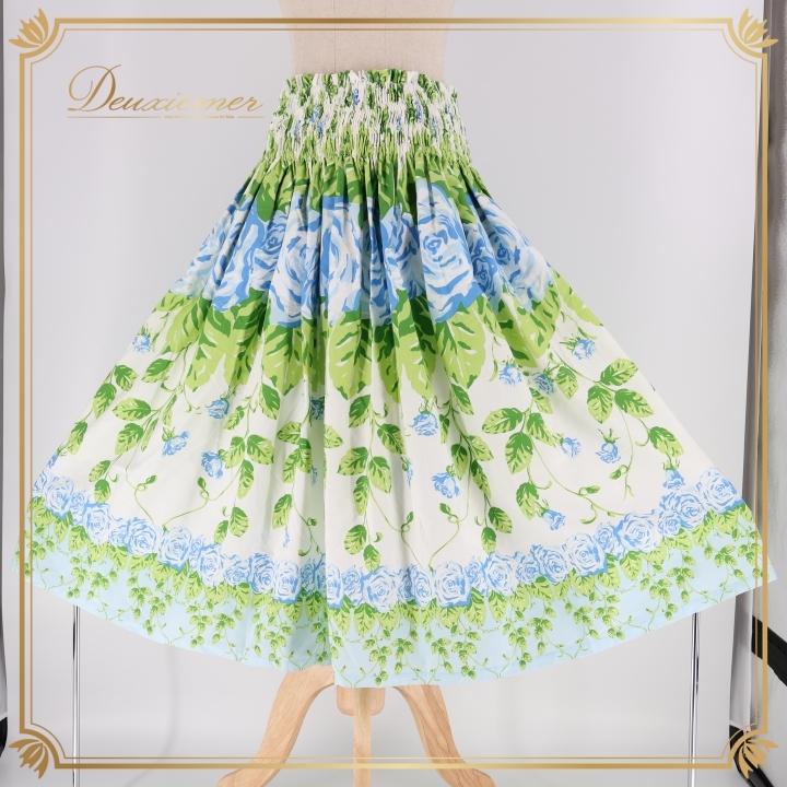 フラダンス 衣装 パウスカート メネフネプランテーション ホワイト系 MENEHUNE PLANTETION 日本製 シングル かわいい ローズ柄 爽やか拍卖