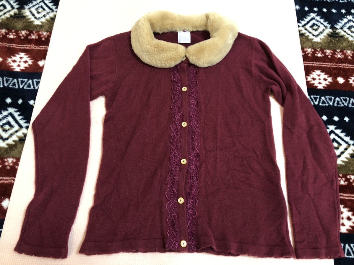 アクシーズファムキッズ ニットカーディガン 140センチ トップス キッズ ジュニア 女の子 axes femme kids拍卖