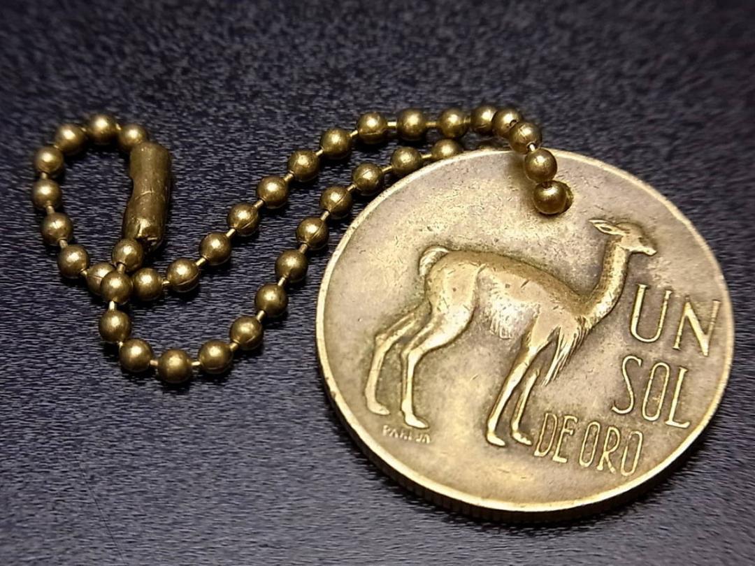 ペルー 1ソル 黄銅貨 ビクーニャ(ラクダ科) キーホルダー Ⅰ拍卖