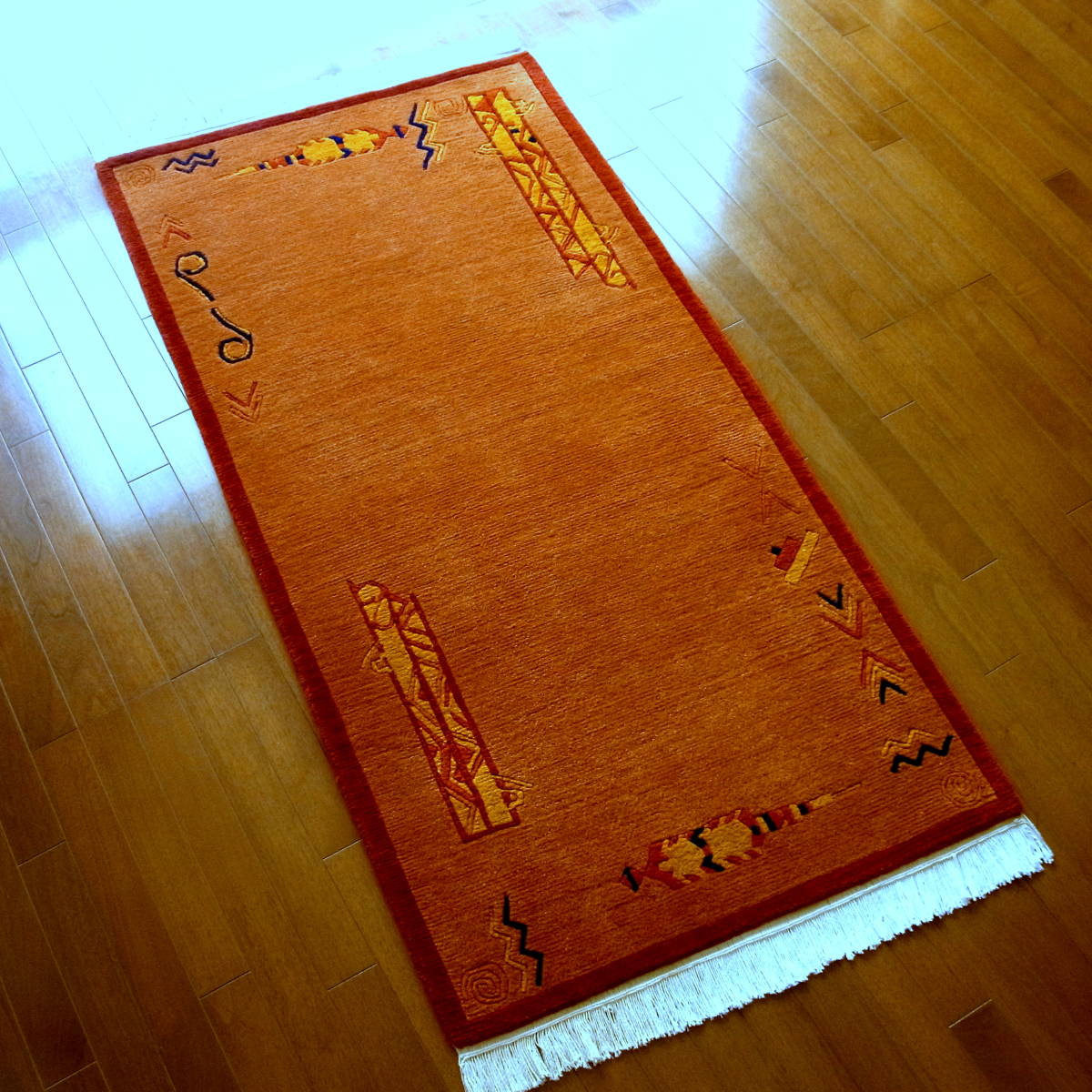 【No,6】ネパール製 手織り羊毛じゅうたん カーペット チベタンラグ拍卖