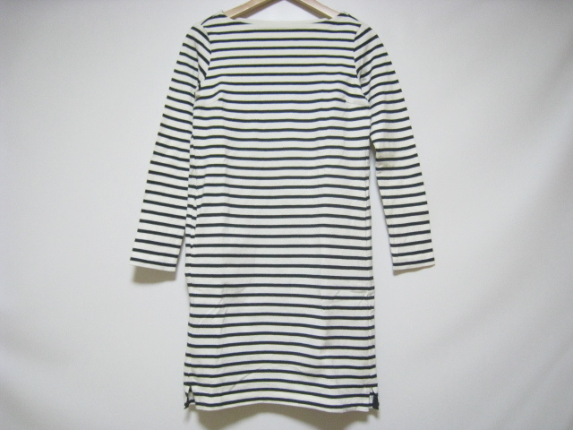 UNIQLO ユニクロ トップス ロング丈 ポケット 長袖 白×紺 ホワイト×ネイビー ボーダー Sサイズ拍卖