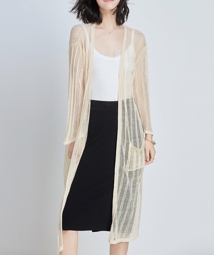 SAISON DE PAPILLON 透かし編みロングカーディガン拍卖