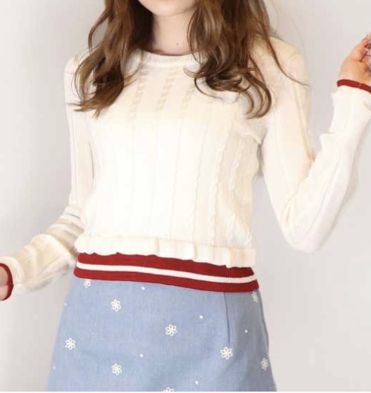 Dazzlin ひらひらバイカラーニット アイボリー拍卖