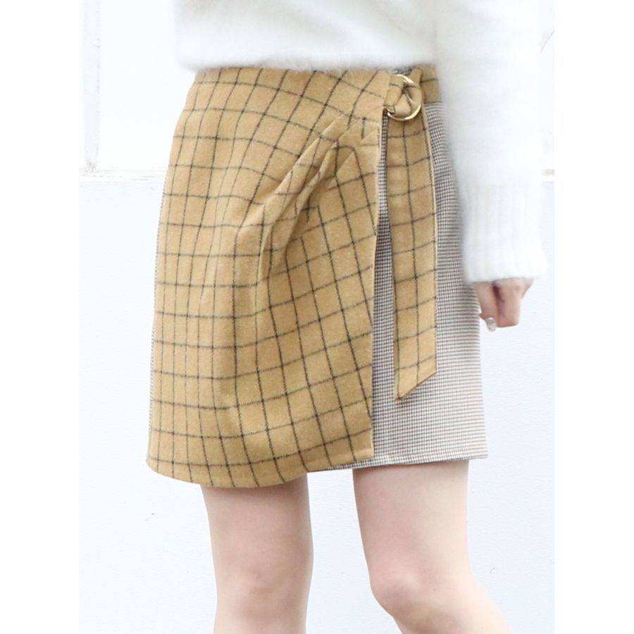 Dazzlin チェックラップミニスカート マスタード拍卖