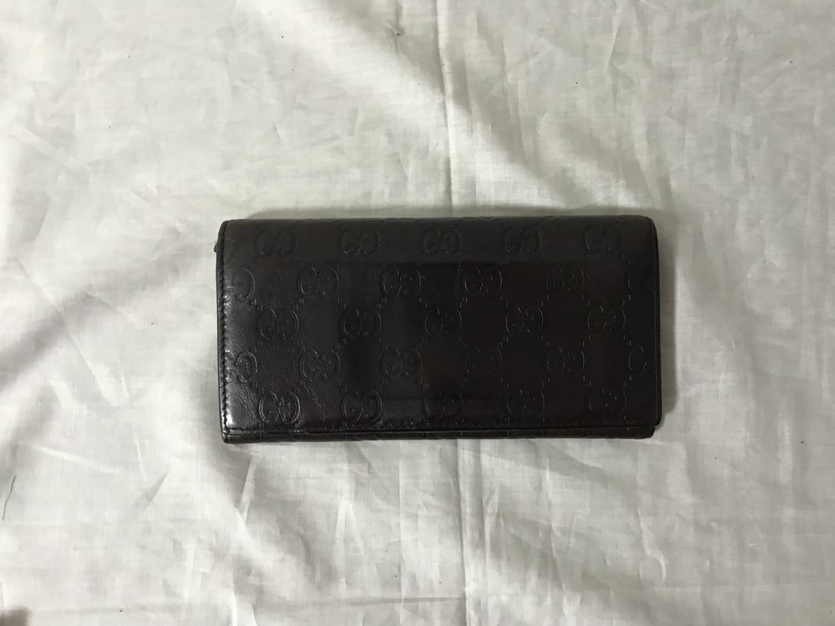 本物グッチGUCCI本革シマレザーGG柄サイフ長財布札入れ茶ブラウンメンズビジネストラベル旅行メンズレディース拍卖