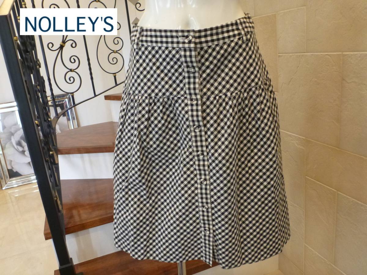 美品 NOLLEY'S(ノーリーズ) ★黒×白 ギンガムチェック スカート 36 S相当拍卖