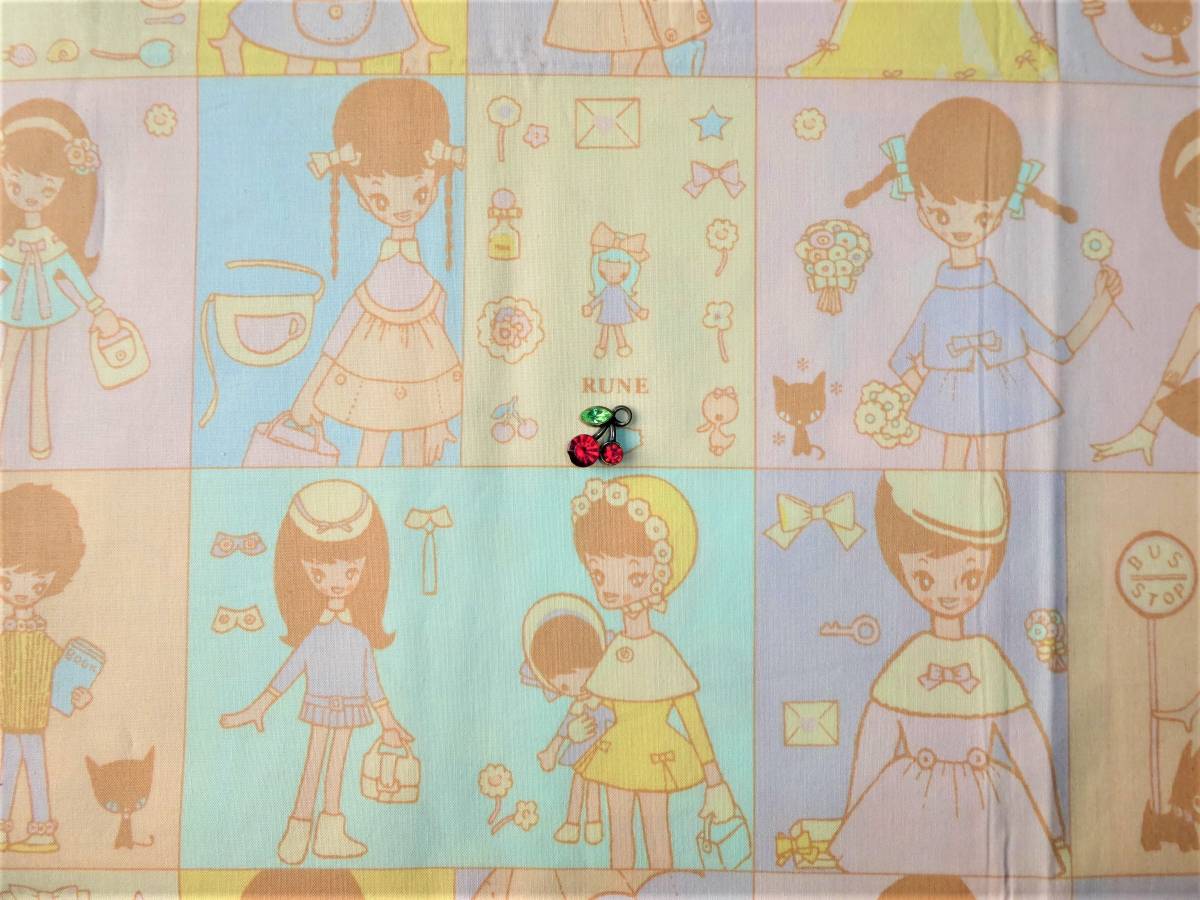 即決★レア内藤ルネ 女の子パネル柄パステル★昭和レトロ宇山人形拍卖