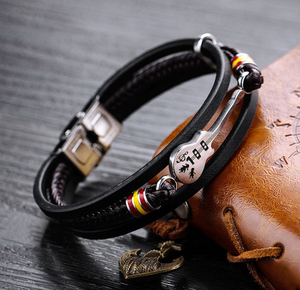 x040 ステンレス鋼ギター ブレスレット ロゴロープバングル拍卖