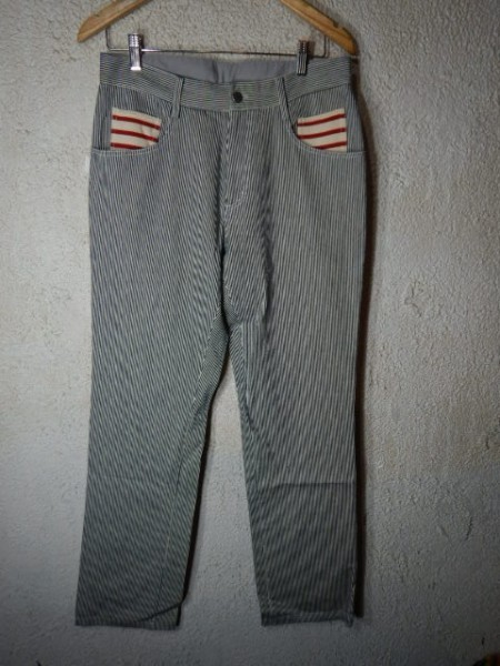 n7505 CASTELBAJAC カステルバジャック ヒッコリー ストライプ デザイン パンツ スポーツ ゴルフ 普段着にも 送料格安 拍卖