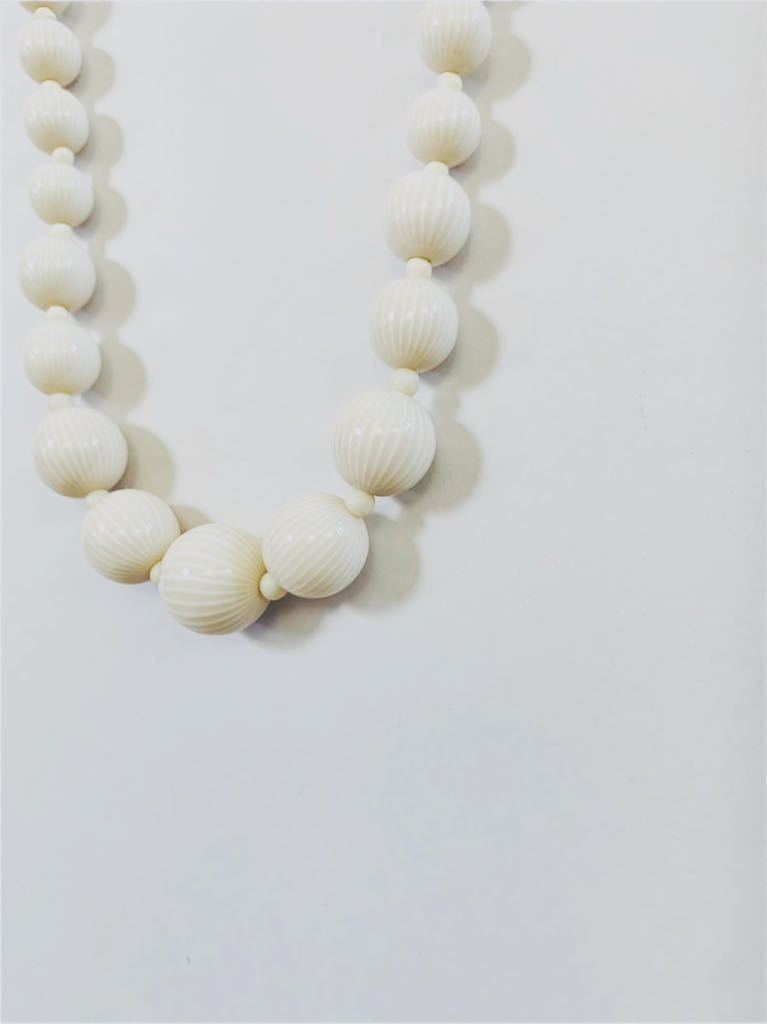 【USED】ヴィンテージ アイボリー ラウンド ビーズ ネックレス レトロ 昭和 骨董 ジャパンヴィンテージ拍卖