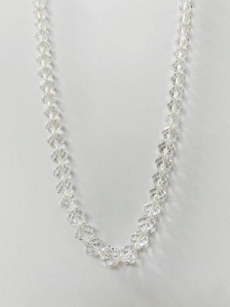 【美品】ヴィンテージ クリア カット 水晶?ネックレス キラキラ 薔薇 クラスプ バラ お花 gsilver刻印有 rose ローズ拍卖