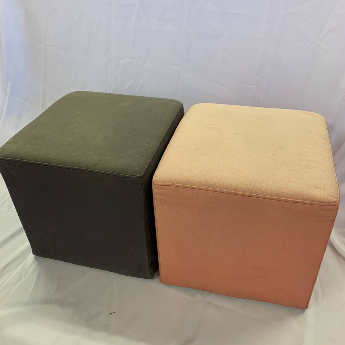オットマンまとめて4つ シンプルキューブチェア ファブリック ブラック オレンジ 合計4個 ナチュラル シンプル 新生活 アウトレット拍卖