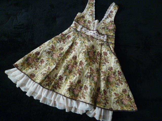 axes femme/アクシーズファム○ゴブラン織り風レトロ花柄ワンピースM/ゴスロリータ系姫系薔薇バラばら膝丈○OP123拍卖