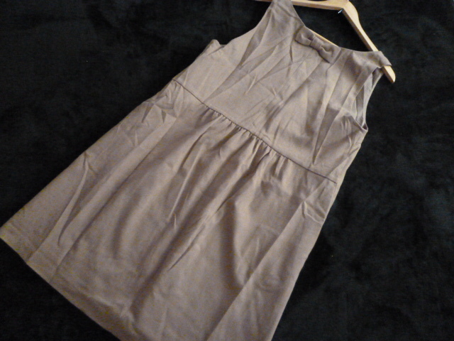 Couture brooch/クチュールブローチ○茶ベージュ系背中リボンワンピース38/ワールド膝丈ブラウン○OP123②拍卖