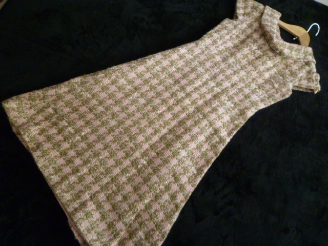 MAITRESSE/メトリーゼ○ピンク系格子チェック柄ウールワンピース9号/結婚式フォーマル○OP123④拍卖