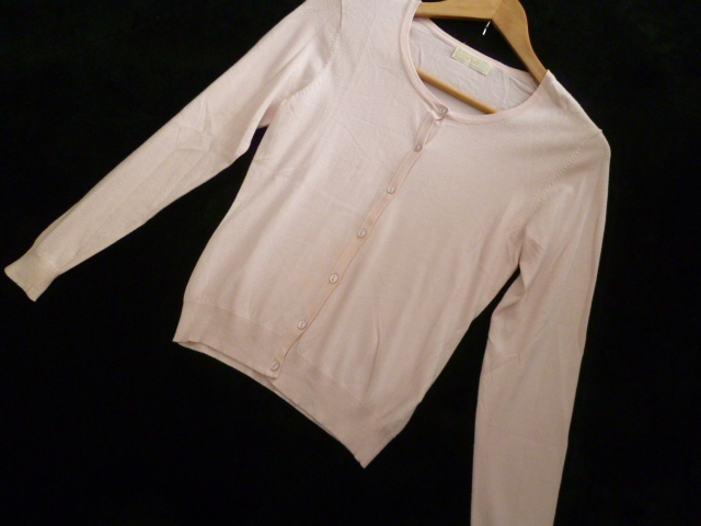 ef-de/エフデ○淡ピンクシンプルカーディガン9/難あり300円即決あり○1215①拍卖