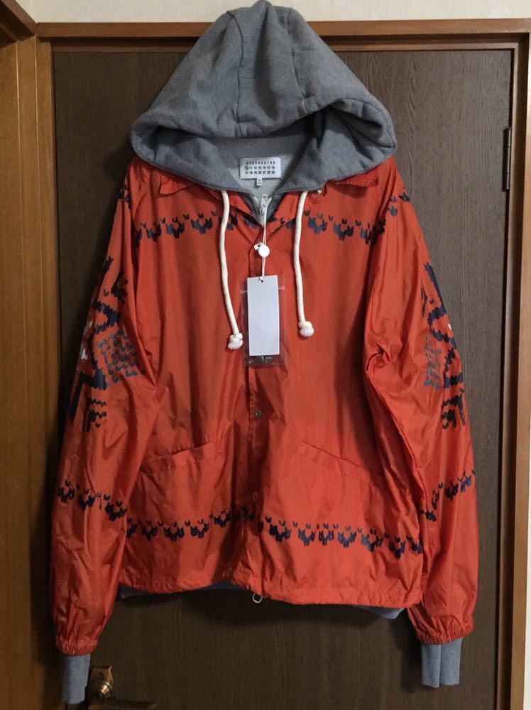 50新品79%of メゾンマルジェラ レイヤード スウェット パーカー コーチジャケット 18AW 50 L Maison Margiela 10 メンズ ブルゾン オレンジ拍卖