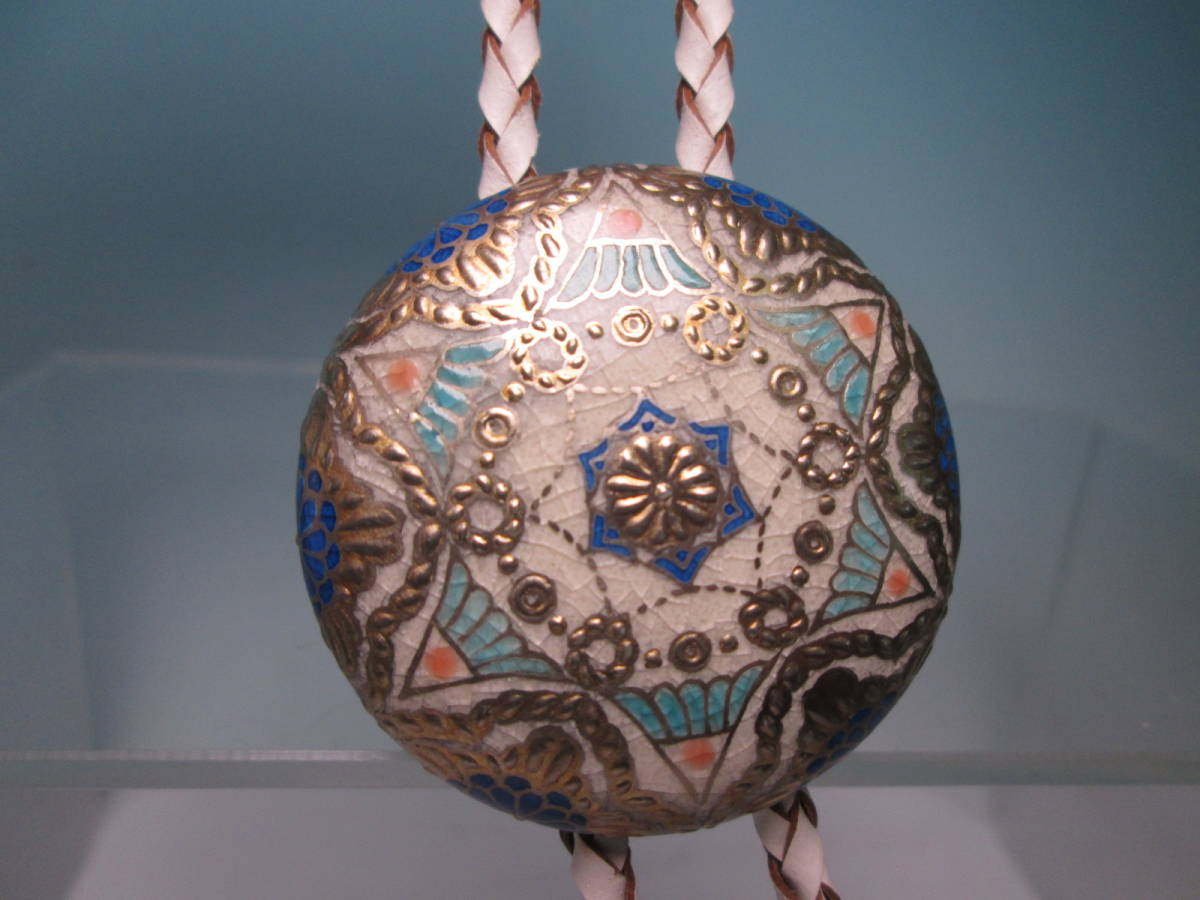 ☆薩摩志史 室田志保 作 白薩摩 豪華絢爛 プラチナ彩 瓔珞文ループタイ ループタイコレクション 帯留めにも拍卖