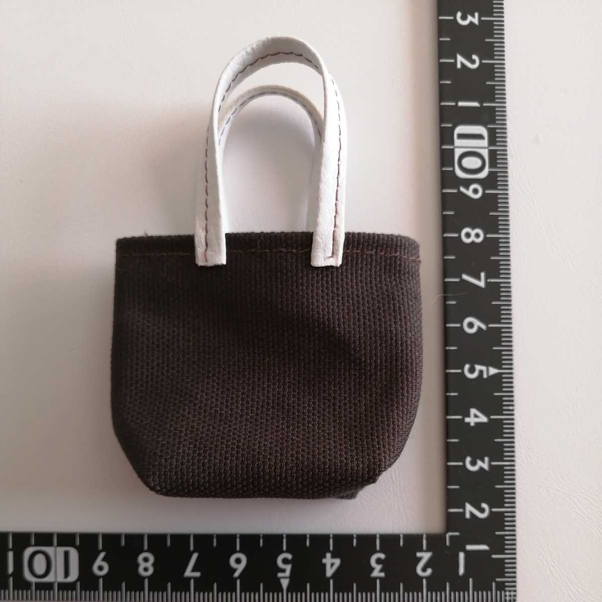 tia ドール用 帆布 焦げ茶×白 ホワイト トートバッグ タミーちゃん ファイセン ジェニー momoko リカちゃん ピュアニーモ 1/6ドール 鞄拍卖