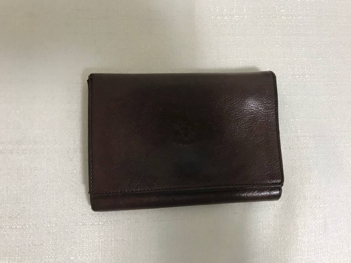 本物イルビゾンテILBISONTE本革レザー二つ折り中財布サイフ札入れコンパクトミニレディースメンズ旅行トラベルビジネス茶ブラウン拍卖