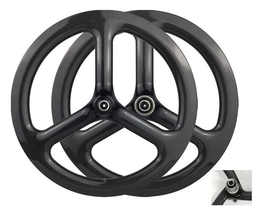■特注-東レT700最高品質軽量Carbon3SpokeBatonWheel3kMatte16inch■Vbrake/Front74/Rear130フリーハブカセット/カーボンバトン/オーダー可拍卖