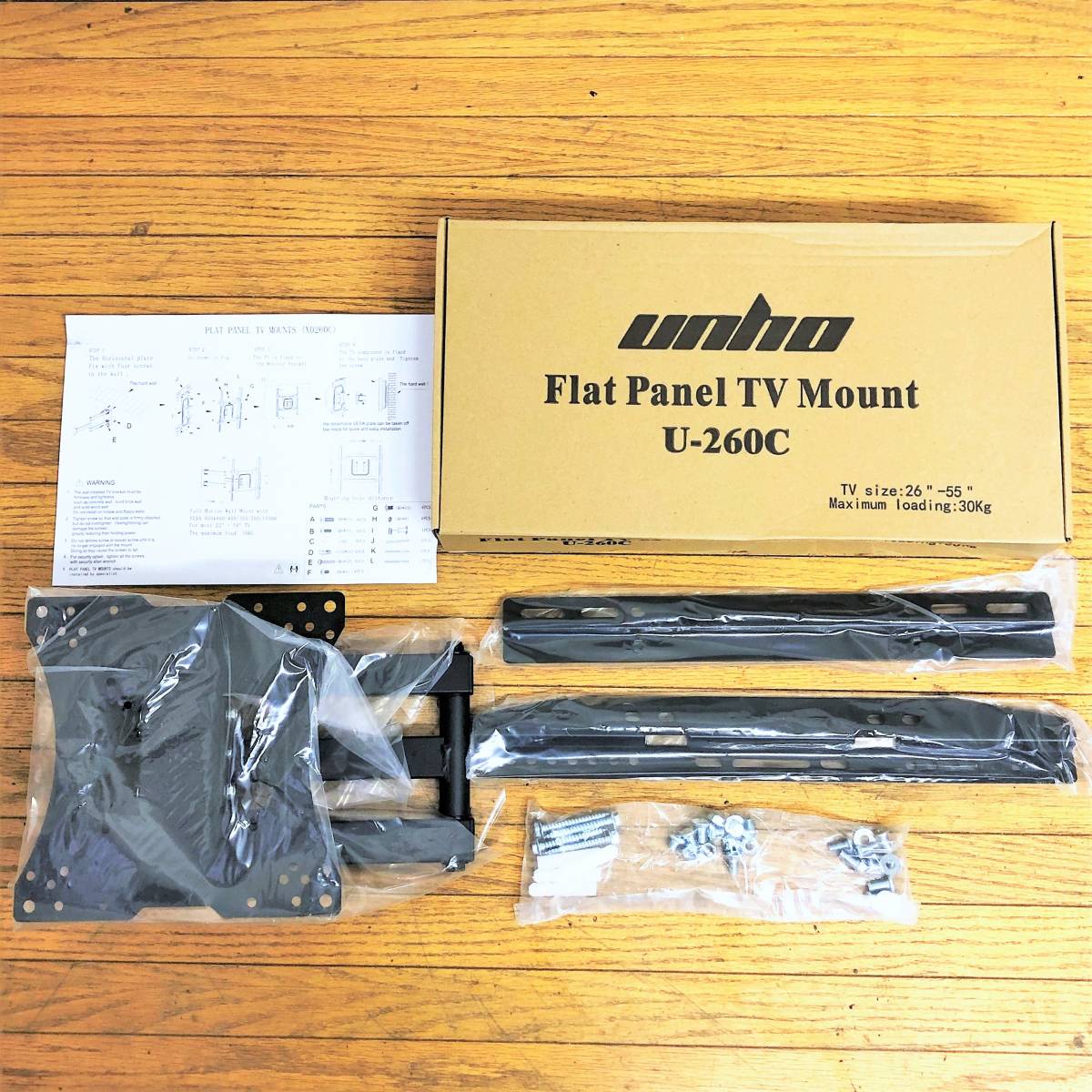 Unho/テレビマウント/U-260C/26~55インチ用?/壁掛け金具/モニターアーム/角度調整可能/引き伸ばしタイプ/1拍卖