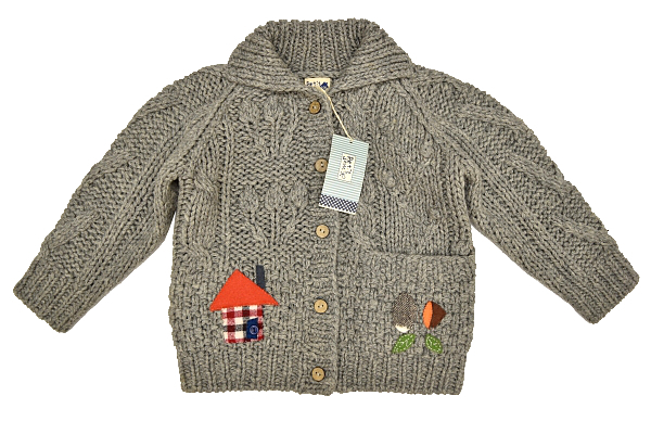 A-3010★新品★Petit jam プチジャム★秋冬 可愛い刺繍 グレー灰色 ローゲージ ニット 長袖カーディガン 100cm拍卖
