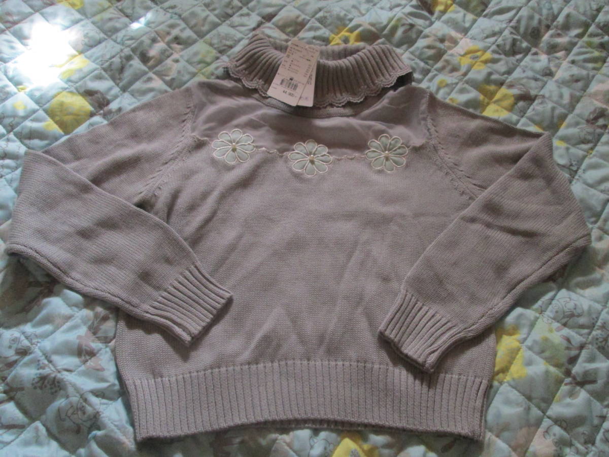 〇新品♪axesfemme お花刺繍入りオフタートルPO グレー M〇拍卖