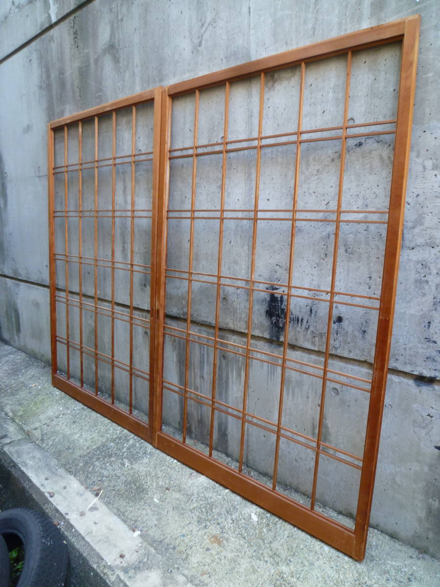 最終値下げ!M7390 障子 ビンテージ 2枚SET 京都古民家 183.5cm 横幅119cm 奥行3cm【送り先は会社 事務所 店舗限定】個人様は西濃運輸局留拍卖