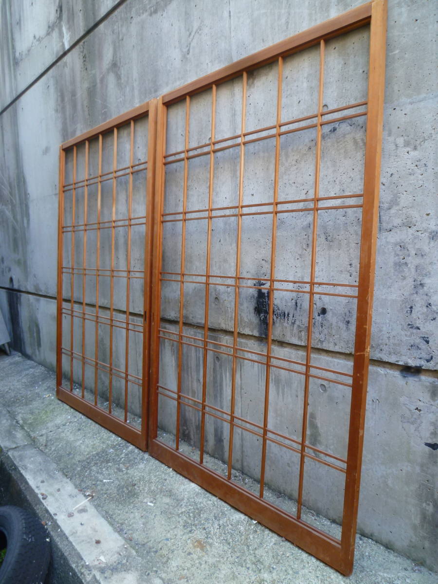 最終値下げ!M7391 障子 ビンテージ 2枚SET 京都古民家 183.5cm 横幅119cm 奥行3cm【送り先は会社 事務所 店舗限定】個人様は西濃運輸局留拍卖