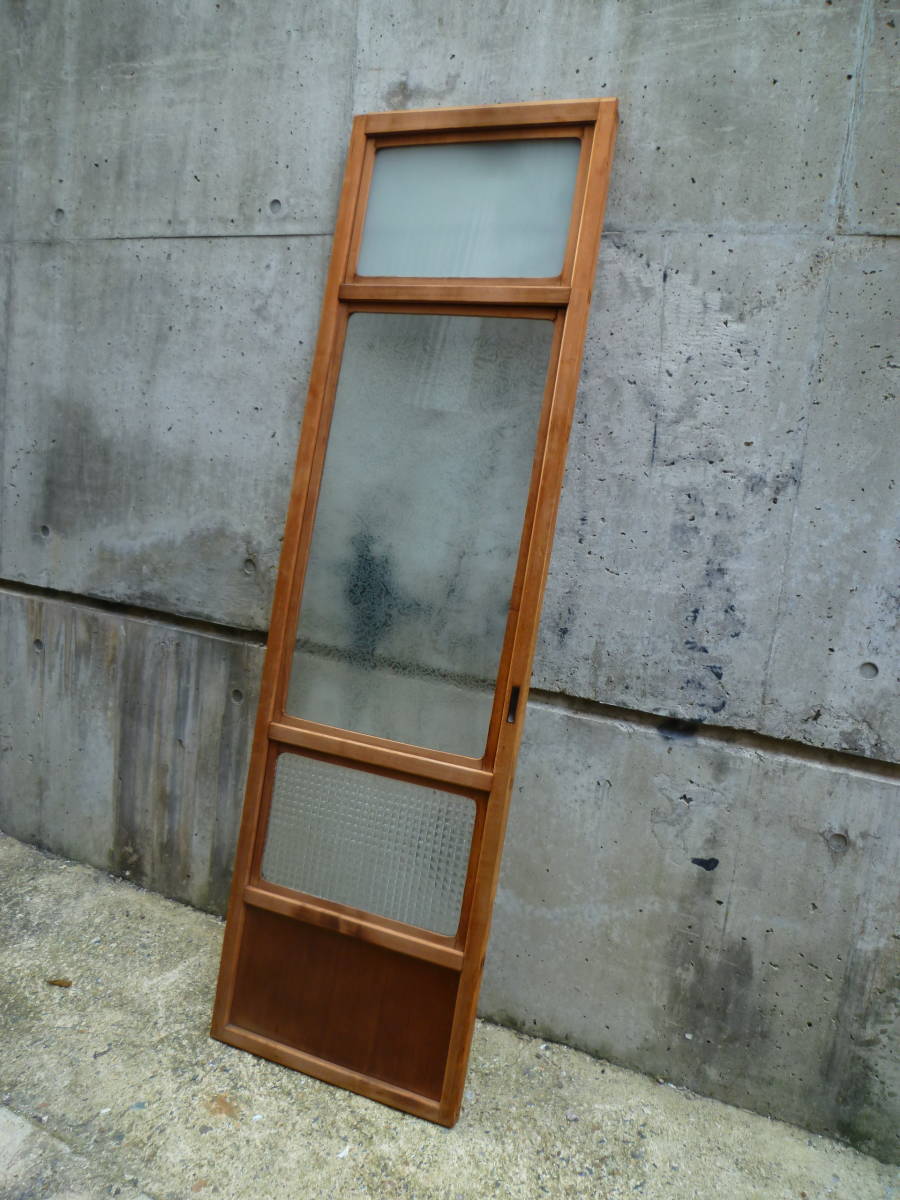 最終値下げ!M7404 板ガラス 結晶 乳白色 チェッカー 引き戸1枚 高173cm 横49.5cm【送り先は会社 事務所 店舗限定】個人様は西濃運輸局留拍卖