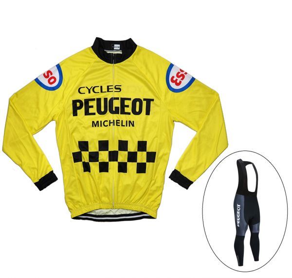 新品 長袖 レトロデザイン 上下セット No47 XLサイズ フランス サイクルジャージ ウェア メンズ サイクリング MTB ロードバイク 自転車拍卖