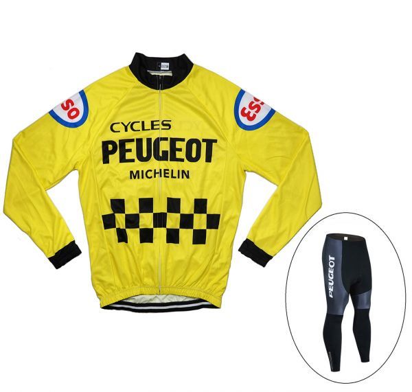 新品 長袖 レトロデザイン 上下セット No48 Mサイズ フランス サイクルジャージ ウェア メンズ サイクリング MTB ロードバイク 自転車拍卖