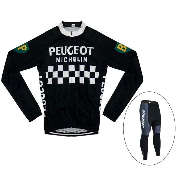 新品 長袖 レトロデザイン 上下セット No50 Lサイズ フランス サイクルジャージ ウェア メンズ サイクリング MTB ロードバイク 自転車拍卖