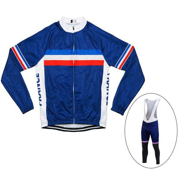 新品 長袖 上下セット No64 Mサイズ フランス サイクルジャージ ウェア メンズ サイクリング MTB ロードバイク 自転車拍卖