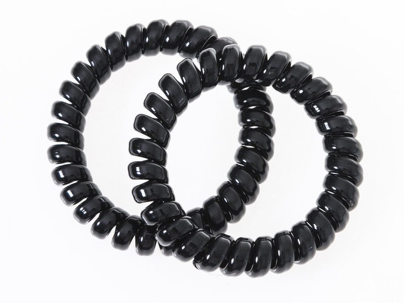 カラフル スプリング ヘアバンド スパイラル ヘアゴム 2個入#ブラック拍卖