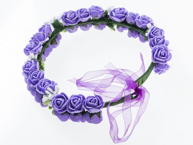 花嫁 花冠 花かんむり フラワー 造花アクセサリー 二重 ウェディング イベントなど#パープル拍卖