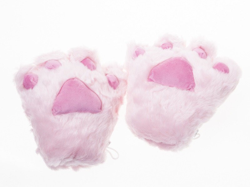 大人 子供 男女兼用 コスプレ パーティー イベント 一発芸など もふもふ 動物の手の形 手袋#ピンク拍卖