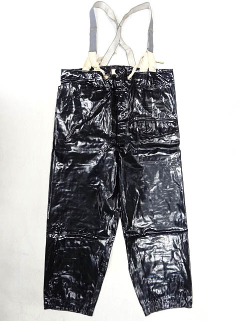 ビンテージ イギリス軍 英国 UK ミリタリー ロイヤルネイビー 黒 ブラック PVC ビニール ラバー オーバーオール 防水 デッキ ベンタイル 色拍卖