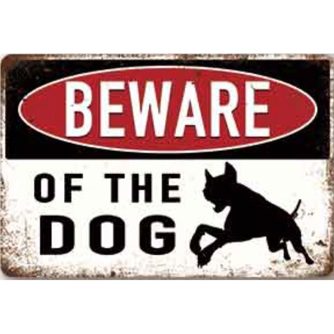 A2976 メタル サイン ブリキ 看板 金属 製 プレート パネル 店 出没 注意 警告 危険 防犯 動物 ペット 犬 番犬 猛犬【60拍卖