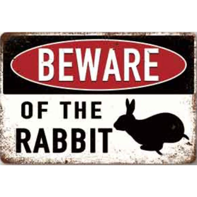 A2982 メタル サイン ブリキ 看板 金属 プレート パネル 店 カフェ 出没 注意 危険 動物 ペット 兎 うさぎ ウサギ 【65】拍卖