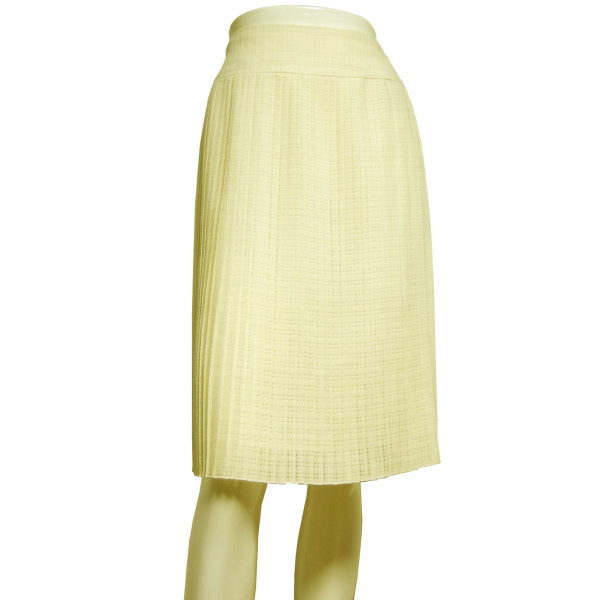 美品/ランバンコレクション LANVIN COLLECTION 清楚なプリーツスカート 表記38号(M相当) オフ白 チェック柄 お出掛け 春夏秋 ボトムス拍卖