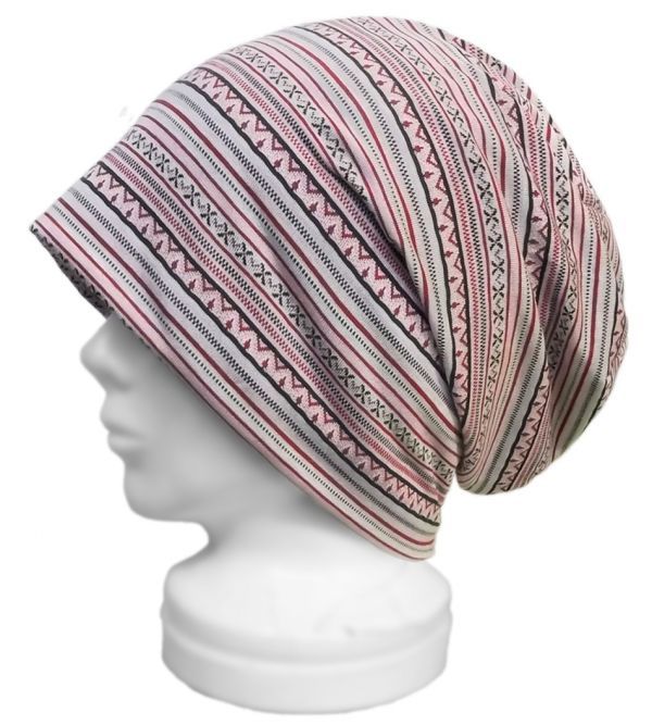 ◇送料無料◇ ハンドメイド◆ルーズワッチキャップ◆フォークロア調コットンニット/赤mix ◇ゆったりサイズ・小顔効果・オールシーズン◇拍卖