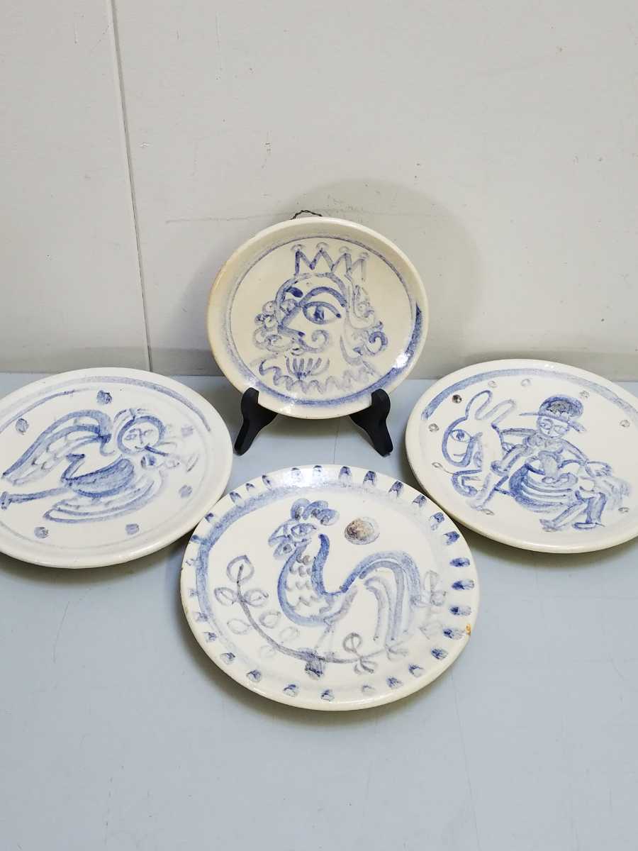 ヴィンテージ プレート セット 直径約19㎝ ウォールプレート 飾皿 壁掛け インテリア ディスプレイ 店舗什器 壁飾り 皿 アンティーク拍卖