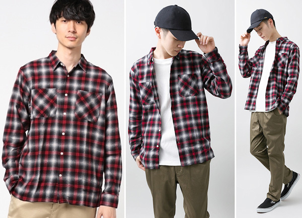 程度良品 BROWNY ブラウニー WEGO ウィゴー ビエラオンブレチェックシャツ サイズM ボックスタイプ レッドチェック拍卖